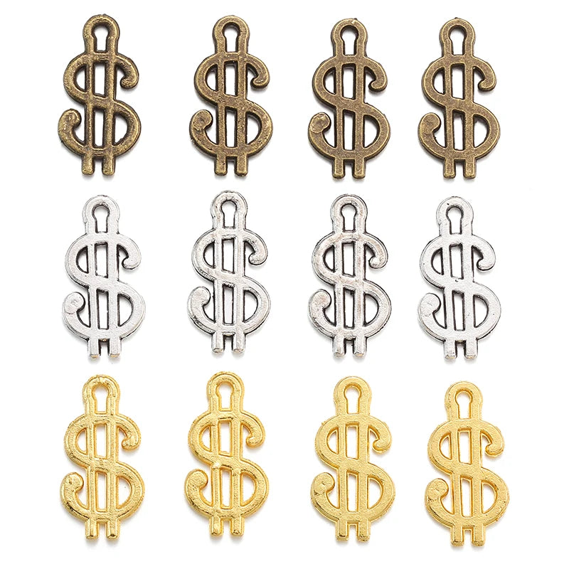 3 Color Dollar Sign Charm for Necklace Earrings Pendant DIY Jewelry Making Handmade Crafts 17*9mm J186