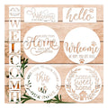 14Pcs Round Pet Farmhouse Stencils for Painting on Wood Reusable Plastic Hello Home Sweet Home Stencil