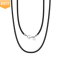 RINNTIN SC62 Genuine Italian 2mm Black or Brown Leather Cord Chain Necklace for Men Women with 925 Sterling Silver Clasp