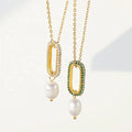 MICCI Wholesale Jewelry Women Stainless Steel 18K Gold Plated Micro Inlaid Zircon Pendant Freshwater White Pearl Necklace