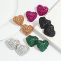Rainbow Rhinestone Charming Diamond-filled Heart Jewelry Luxurious Crystal Gemstone Trendy Statement Stud Earrings Anniversary