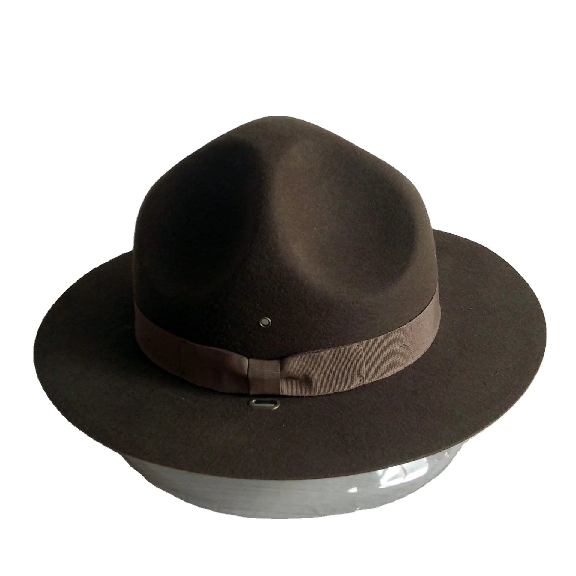Men Women Unisex Wool Felt Campaign Drill Sergeant Instructor Hat 4 Dent Forest Ranger Hat Adult Trooper Movie Theater Hats