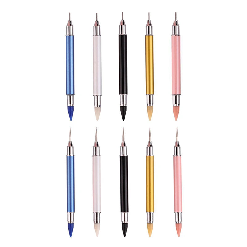 Tamax NAB022 Dual End Nail Art Dotting Pen with Wax and Stainless Brush for Gem Rhinestone Application (Commercial & Home Use)