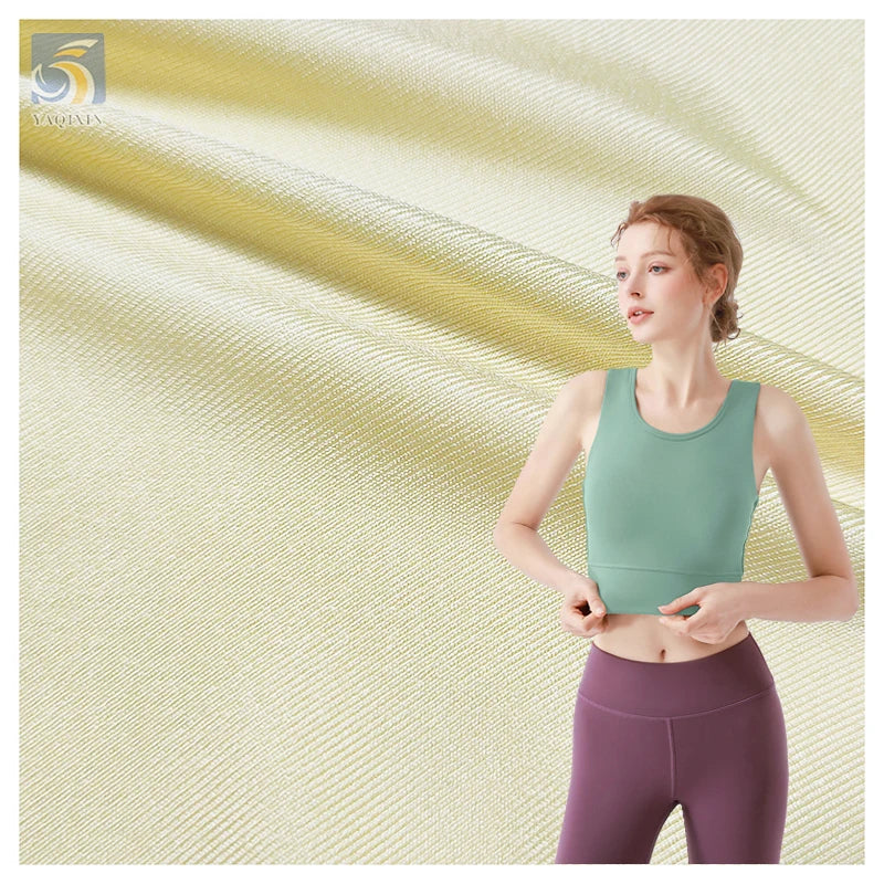 YX503 Wholesale Price Glossy Shimmer 90 Polyester 10 Spandex Four Way Elastic Fabric for Swimsuit Leggings Yoga Clothing