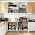 Kitchen 2tier Metal DIY Cabinet Spice Storage Shelf Mesa No Installation Accessories Dishes Holder Seasoning Jar Organizing Rack