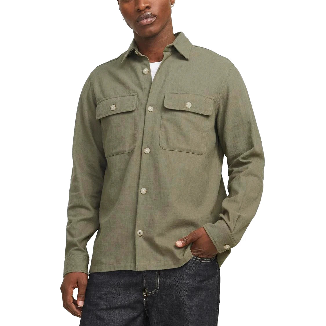Men's Comfortable Fit Oversized Shacket Long Sleeve Button Closure Shirts for Men