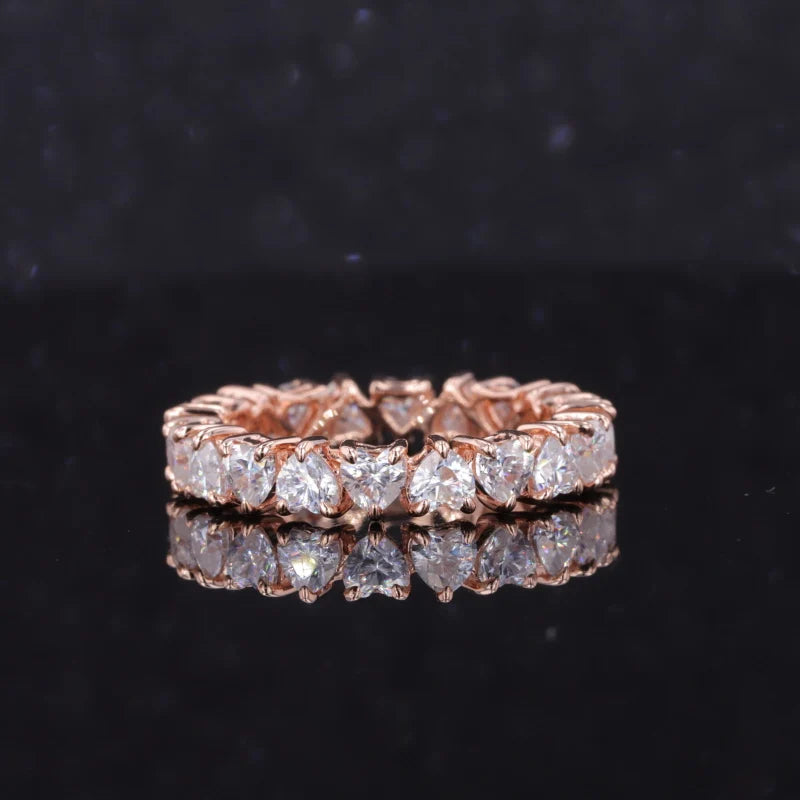 Starsgem Wedding Engagement Ring 10K Pure Gold 3.0mm Heart Shape Moissanite Diamond Stackable Eternity Bands for Women