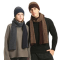 Autumn Winter New EUR and the USA Faux Wool Hat Suit Color Block Knitted Hat Thickened Scarf Gloves Three-piece Set