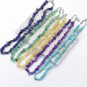 Wholesale Irregular Natural Chip Stone Necklace Cheap Healing Gem Chips Beaded for WomenJewelry Necklaces Making 40 + 5CM