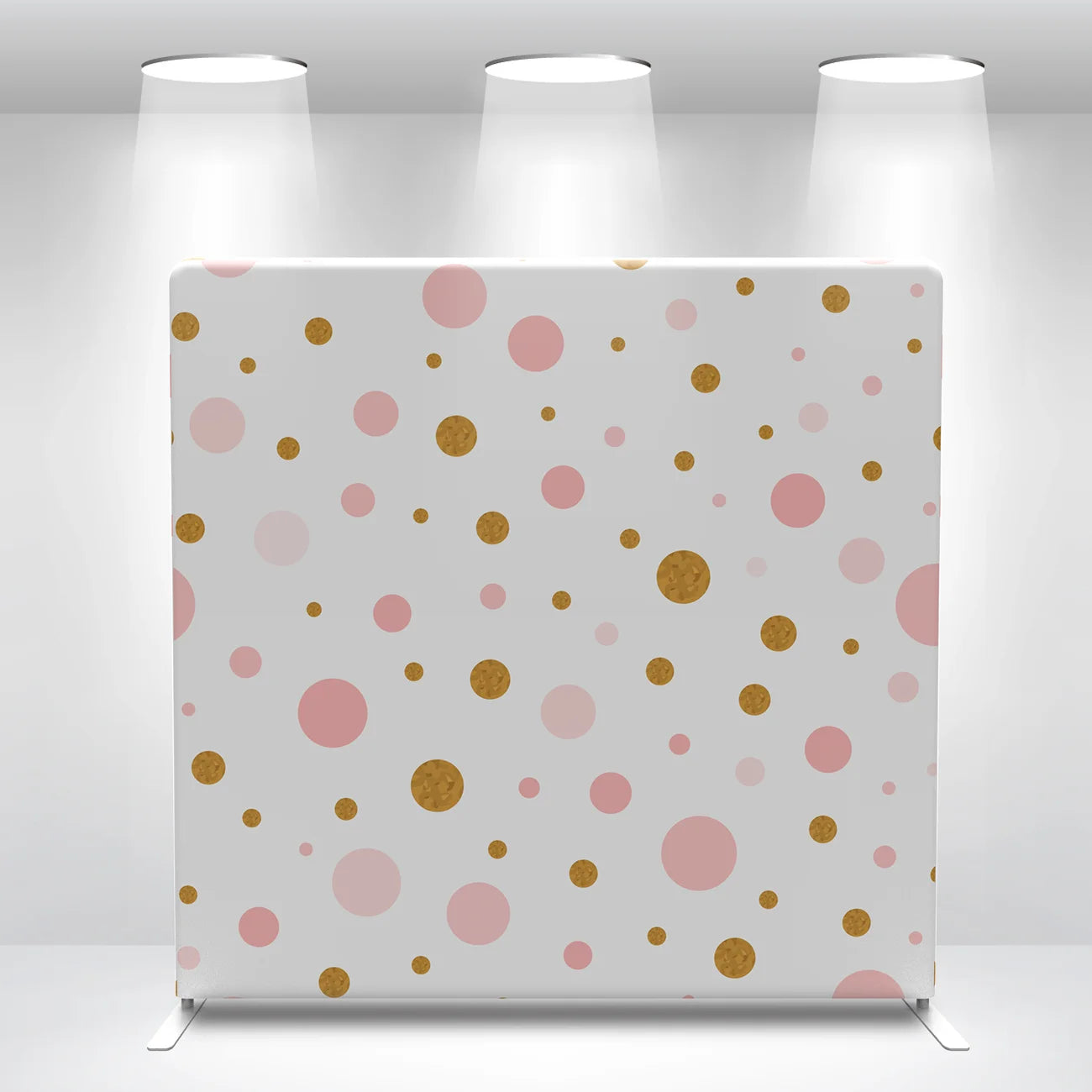 Custom Fabric square Gold pink Color Dots Theme Pillow case Tension Backdrop Covers