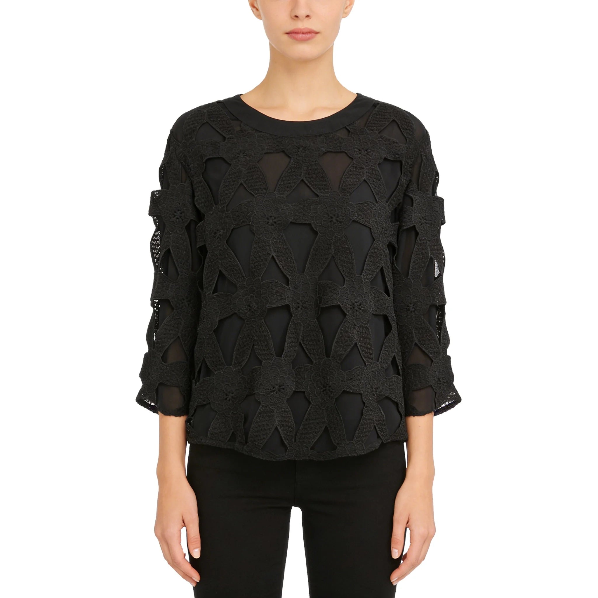 Special Design Blouse Ladies Autumn Long Sleeves Black Woman Blouse  Blouse Lace