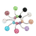 Fancy Stainless Steel Curved Barbell Rhinestone Ball Navel Rings Color Crystal Belly Button Rings Women Piercing Body Jewelry