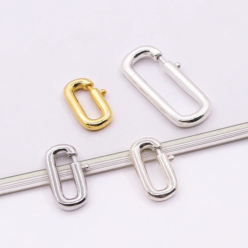 Sterling Silver Lobster Clasps S925 Silver Rectangle Clasp Carabiner Clasp for Bracelet Necklace Finding