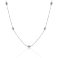 WMXT446 Sterling Silver 925 Silver Station Oval Polishing Chain Necklace Oval Bead Station Necklace in S925 Sterling Silver