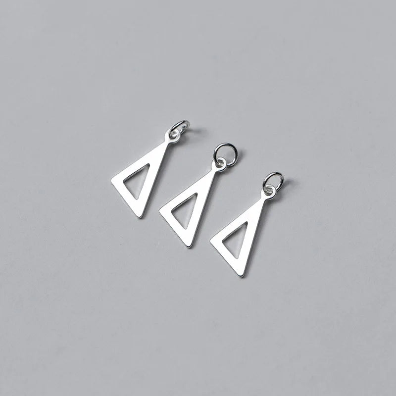 11*6mm Mini Triangle Pendant Simple 925 Sterling Silver Hollow Triangle Charms for Bracelet Necklace Earrings