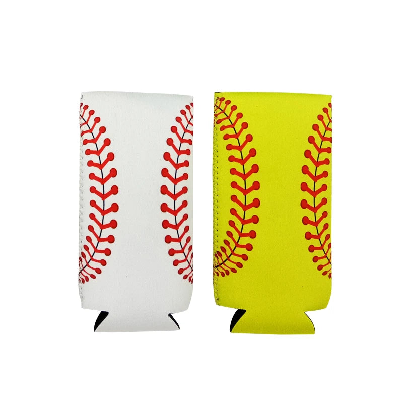 Neoprene Sublimation Printing Baseball Slim Beer Drink Can Sleeve 12oz Skinny Can Holders Insulated Softball Slim Can Coolers