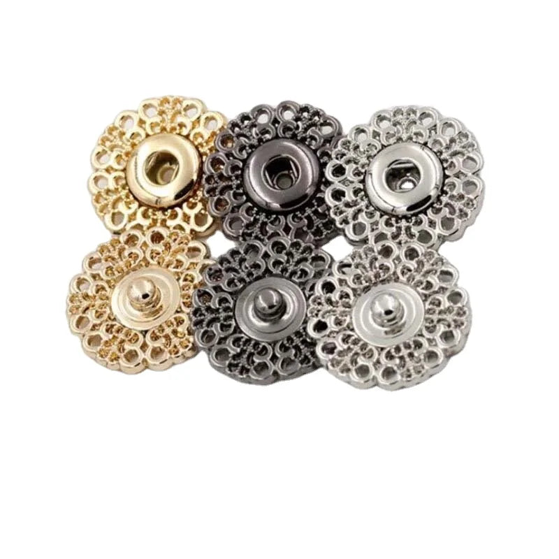 Diy Garment Invisible Metal Snap Buttons Coat Woolen Sweaters Hidden Cashmere Flower Buckle Gunblack Gold Silver Jeans Buttons