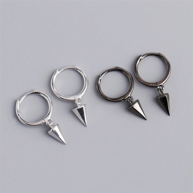 Punk Jewelry Geometric Hexagonal Conical 18k Gold 925 Sterling Silver Hoop Earrings for Men Women