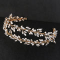 LUOXIN Luxury Handmade Rhinestones Freshwater Pearls Bridal Women Hair Accessories Wedding Headband