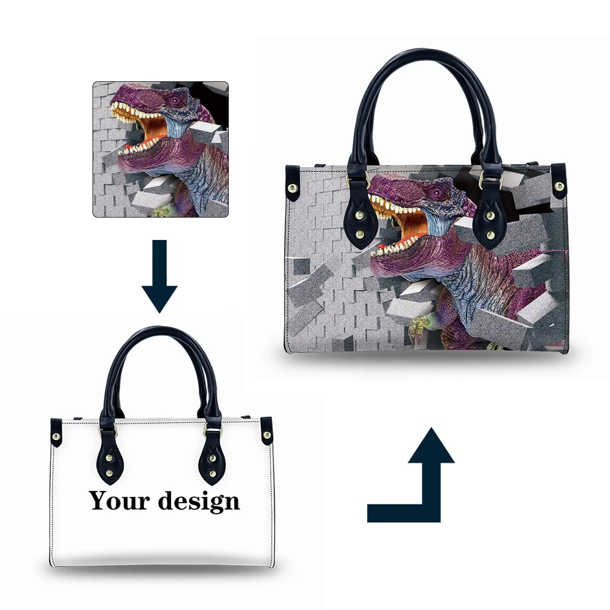 New Pu Leather Custom Metal Logo Plate for Handbags Waterproof Luggage Tote Bag Large Handbags for Women Luxury