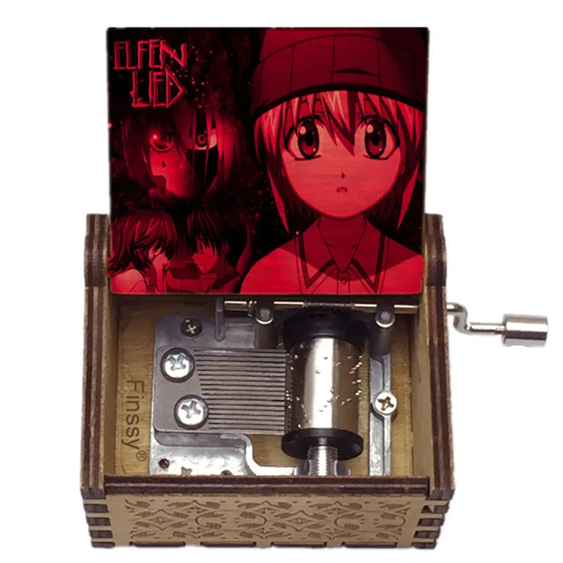 Wholesale Small Anime Cartoon Elfen Lied Song Theme Lilium Wooden Hand Crank Music Box for Valentine's Day Girlfriend Gift 63