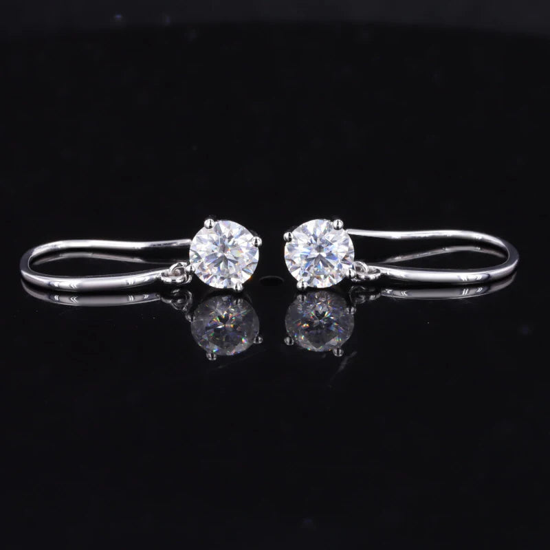 Starsgem Custom Classic Jewelry 9K White Gold With Round Brilliant Cut Lab Grown Diamond Drop Earrings