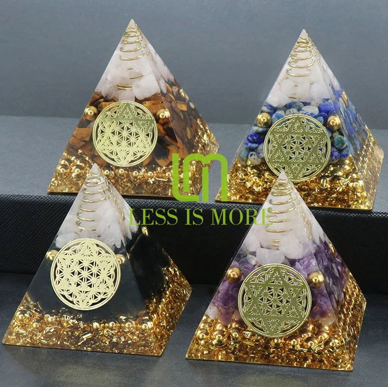 Wholesale 6cm Natural Healing Crystals Gemstone Quartz Gravel Stones Resin Organite Meditation Pyramid for Home Decor Jewelry