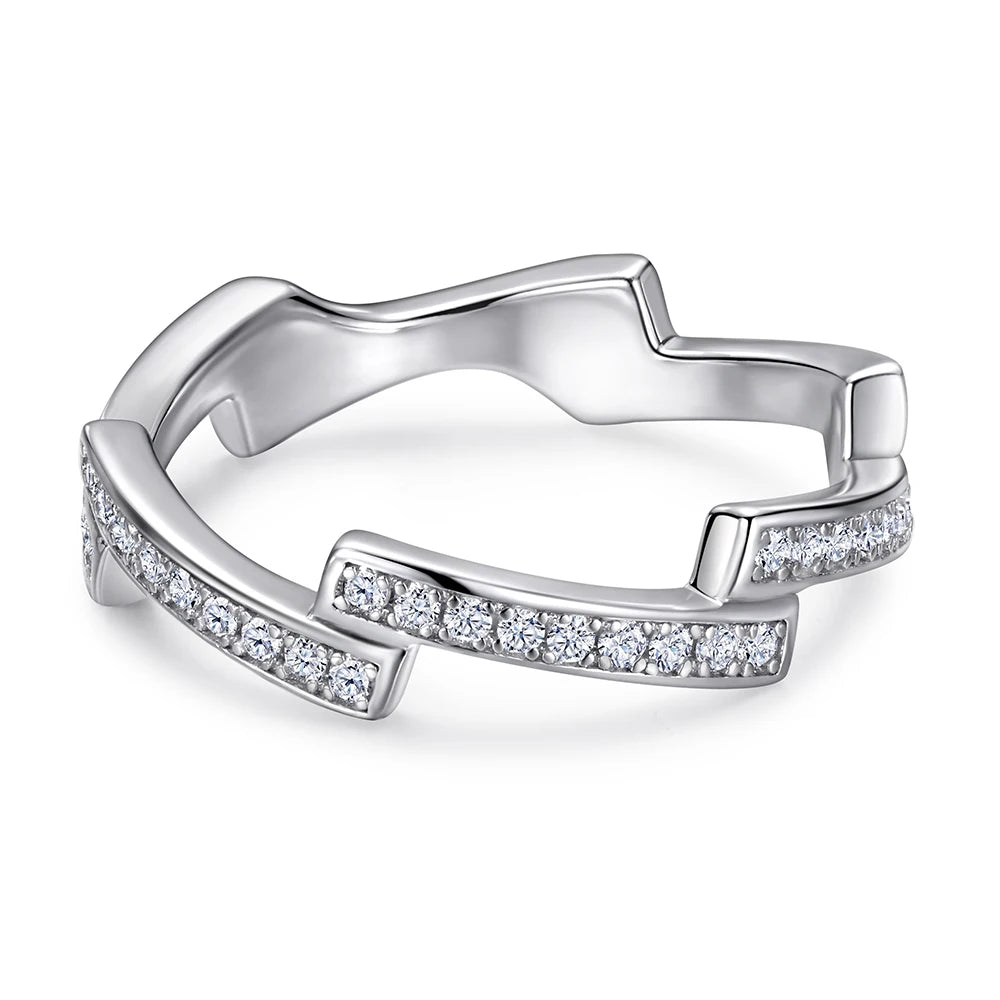 Simple Eternity Rings No Fade Cubic Zircon Lightening Design 925 Silver Band Ring Daily Jewelry