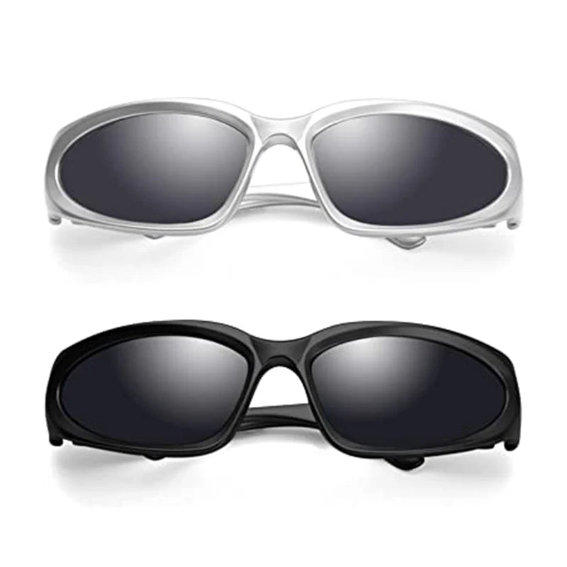 Trendy Swift Oval Dark Futuristic Sunglasses Shades Glasses Eyeglasses Wrap Fashionable for Men Women Available Yellow Pink Gray