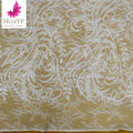HY2410 White Chantilly Lace Fabric French Tulle Beaded Sequined Lace Fabric for Wedding Evening Dress From Factory