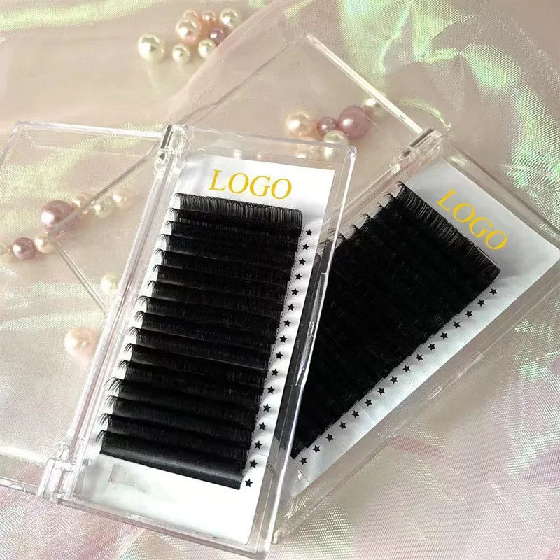 Wholesale Silk Cashmere Individual Eyelash Extension Trays Supplies Matte Black Eye Lash Extension Lash Tray Private Label