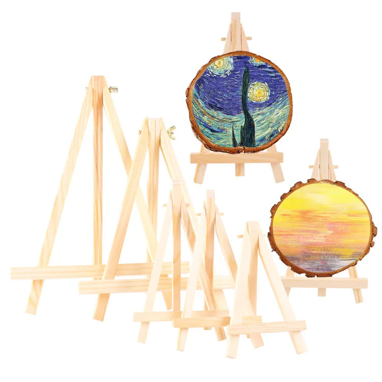 15*8 Mini Desktop Tripod New Wooden Display Easel Stand Small Easy Use Painting Photo Frame Triangle Bracket