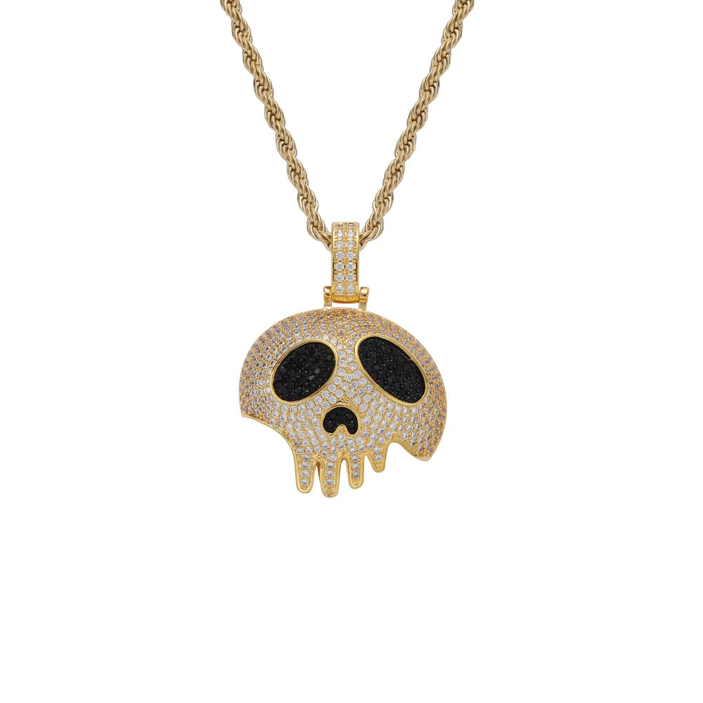 CN379 Fashion Pendant Bling Bling Brass Setting CZ Hip Hop Necklace Iced Out Jewelry