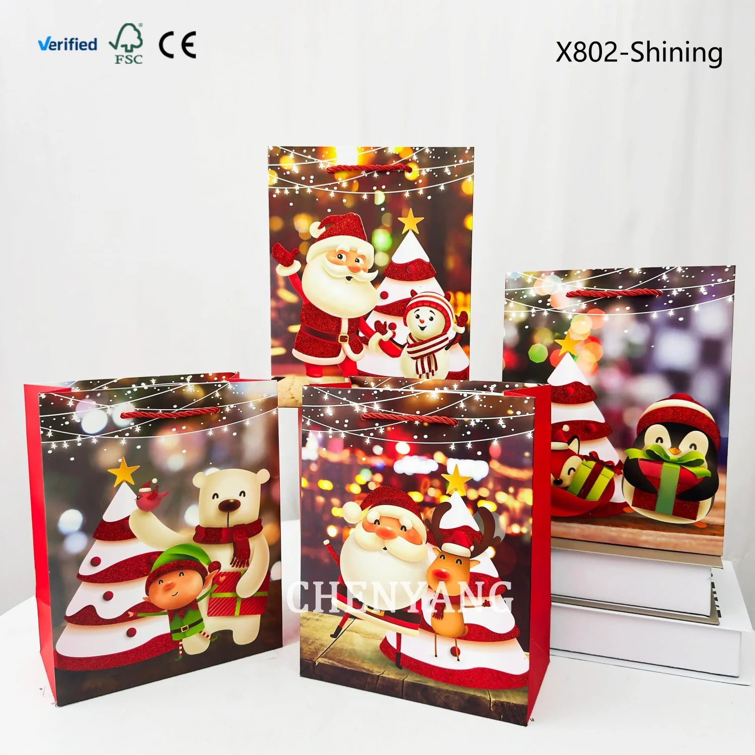 Customizable Colors Eco-Friendly Ivory Board Printed Paper Bags for Cosmetic & Shoe Packaging Christmas Craft Gift Bags