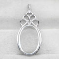 Sterling Silver 20*30mm Semi Mount Pendant Empty Frame Blank Support Setting S925 Base Holder Without Center Stone for DIY Inlay