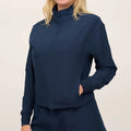 Custom Logo Women Sportswear Autumn Fitness Mix Cotton Half Zip Cinched Hem Pullover Oversize Sweatshirt Streetwear OEM ODM