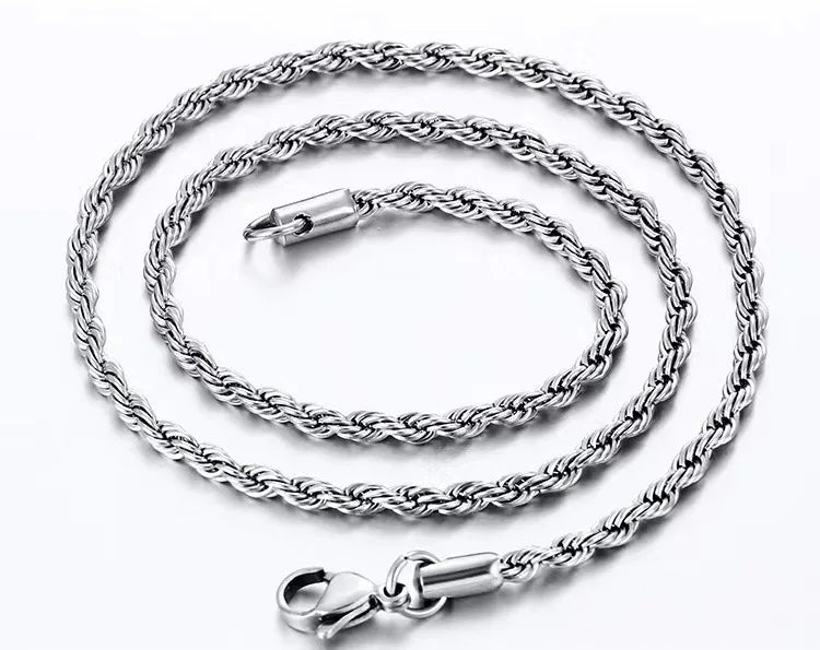 Custom Fashion Trendy Silver Plated Link Chain Necklace for Men 2mm 3mm 5mm Stainless Steel Women's Chains