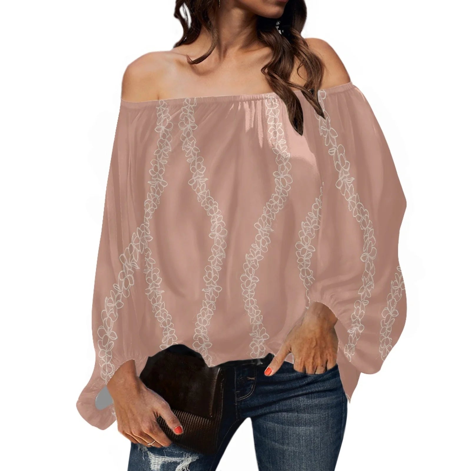 Women's Lightweight Long Sleeve Chiffon Blouses Polynesian Tribal Hawaiian Flowers Print Summer Fashion Casual Clothes Women