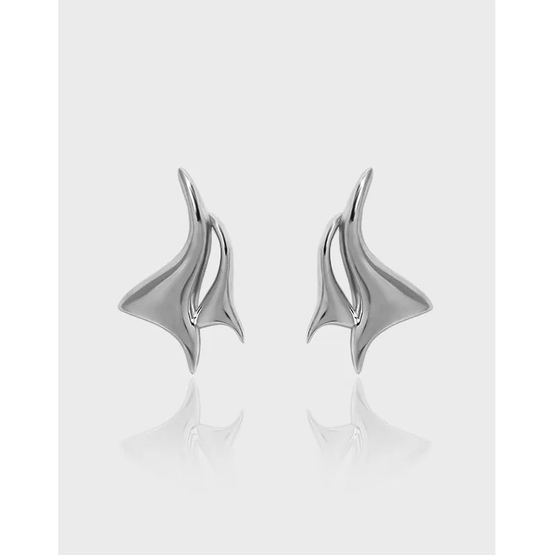925 Sterling Silver Fashion Textured Stud Earrings Abstract Sea Mew Designer Earrings Characteristic Custom Earrings Women