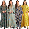 AB350 Trendy Design Muslim Women Dress Jacquard Embroidered Beaded Kaftan Dresses Women Arab Dubai Robe Muslim Evening Dresses