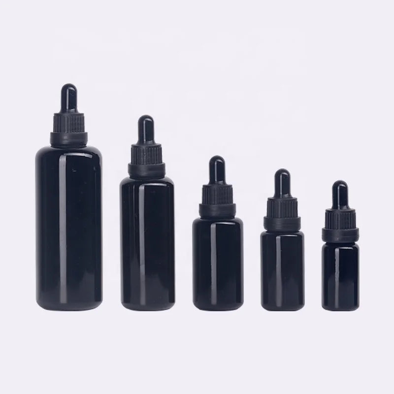 ultra Violet Glass Bottle Dropper 100 ml 50 ml Black Glass Bottle 30 ml 15 ml 10 ml Essential Oil Bottles