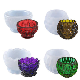 YS DIY Creative Candle Plaster Mold Sst Succulent Potted Embossed Bowl Silicone Storage Box Mold Home Decoration Making Tools