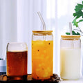 Hot Sale Sustainable Refillable Round 400Ml Glass Water Bottle With Bamboo Lid