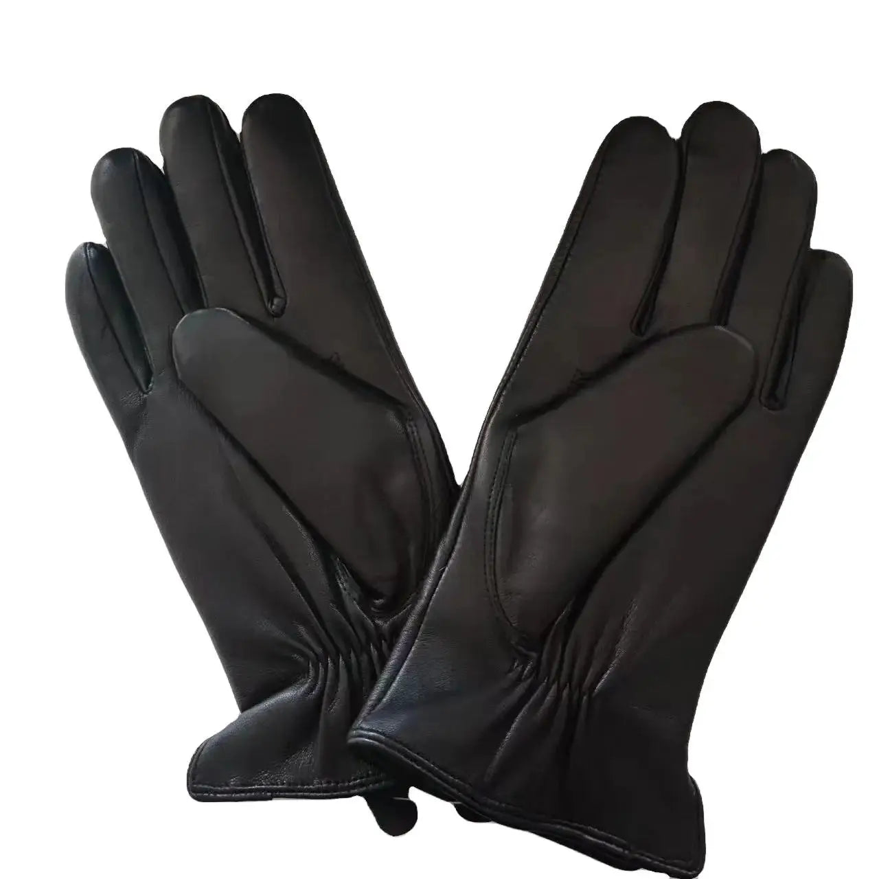 Fashion Classic Design Winter Thick Rabbit Fur Lined Sheepskin Leather Gloves Women Men