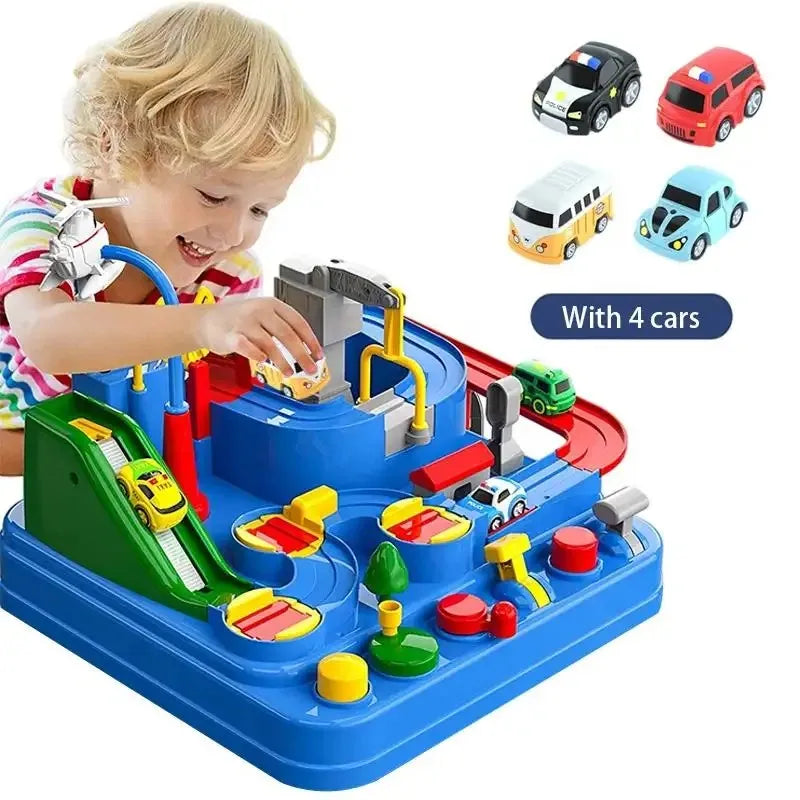 Classic Style Kids Game Education Track Parking Lot Car Crash Set Toys Car Racing Adventure With 4 Mini Cars