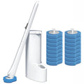Multi-Purpose Bathroom Cleaning System Long Handle Disposable Toilet Bowl Brush Cleaner Set with Disposable Sponge Refills