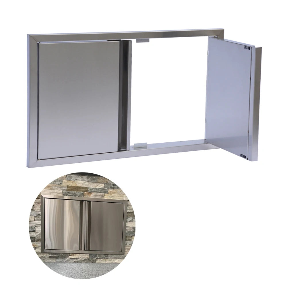 Stainless Steel Double Door Built in Outdoor Kitchen Door 45x22 Inch