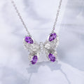 C8111 Abiding Jewelry Good Selling Pear Cut 3X5mm Natural Amethyst Butterfly Women Jewelry Pendant Sterling Silver Necklace