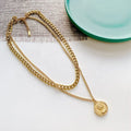 Dainty Stainless Steel Necklace Layered Coin Queen Pendant High Quality Luxury Fashion Charm Gold Jewelry  Women Choker Necklace