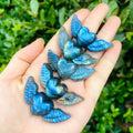 Wholesale Carved Labradorite Crystal Stone Gemstones Natural Flashy Blue Labradorite Heart Wing Carving